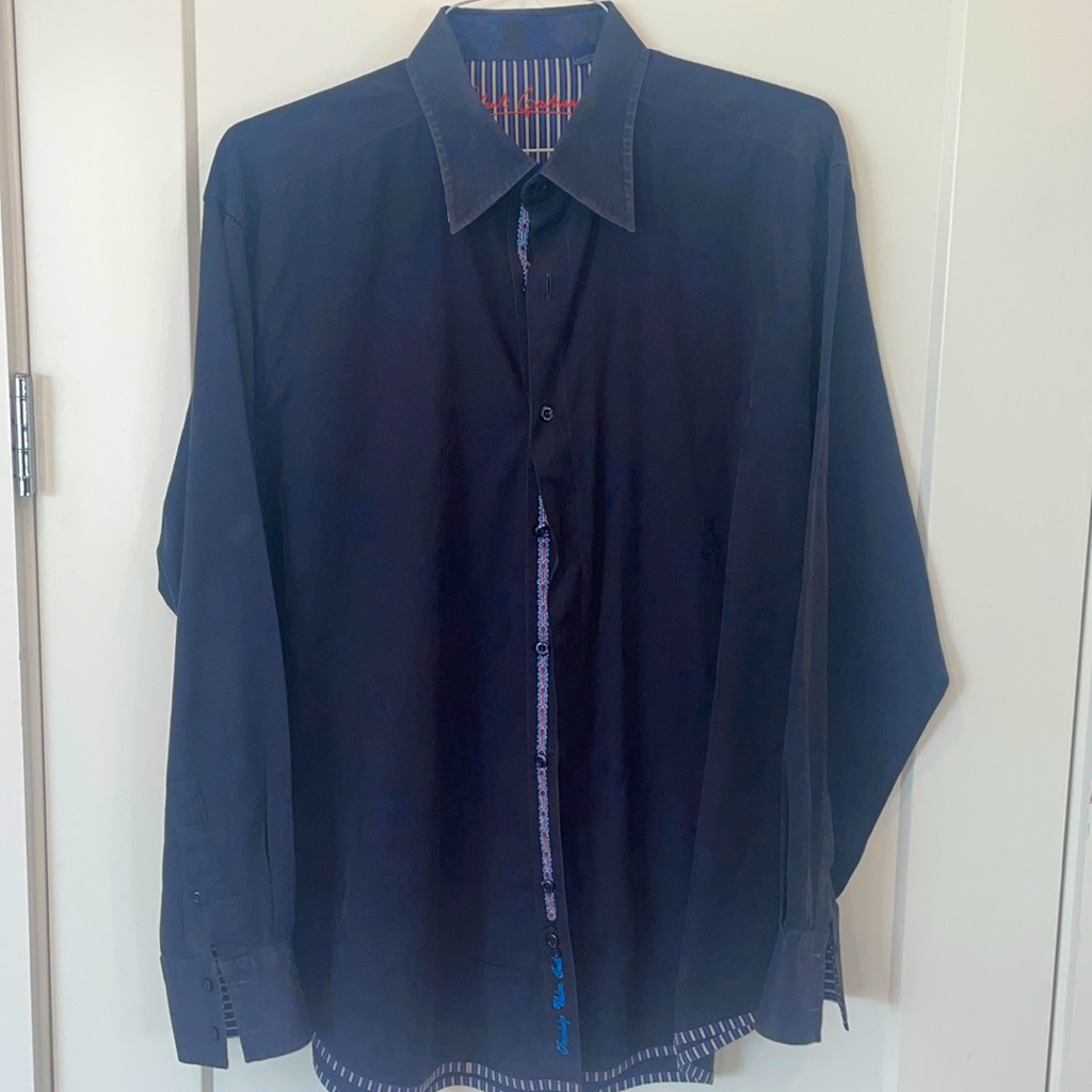 Robert Graham Button Up Dress Shirt, Dark Blue